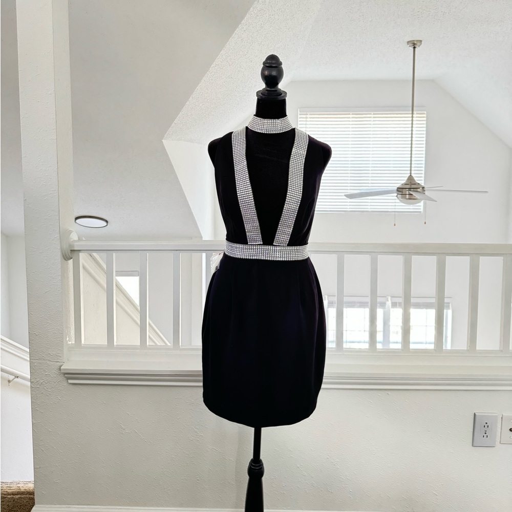 by the way rhinestone choker mini dress